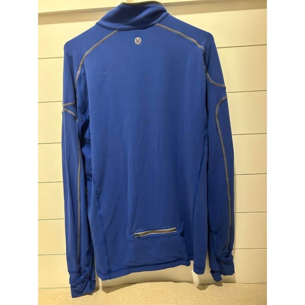 Lululemon Mens Royal Blue Half Zip Pullover Running Top Reflective Thumbholes